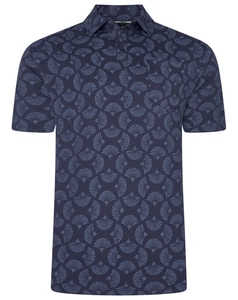 KAM Floral Print Polo Shirt Navy